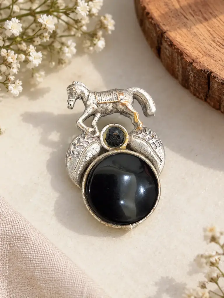 German Silver Antique Horse Ring