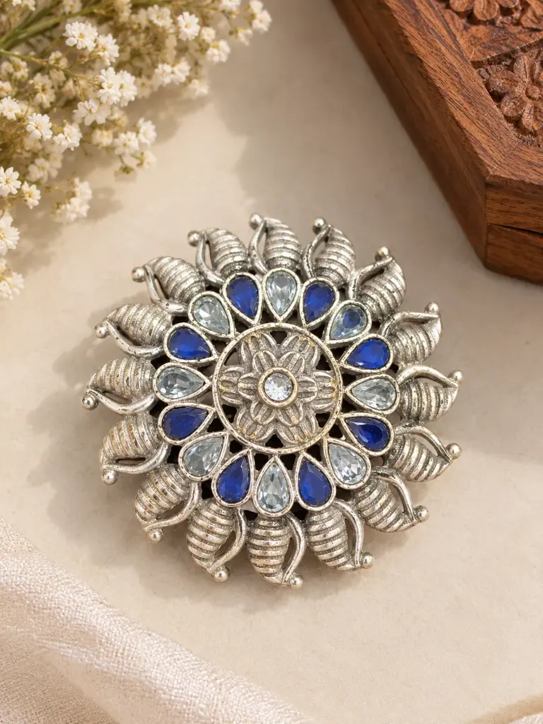 Antique German Silver Blue Stone Ring